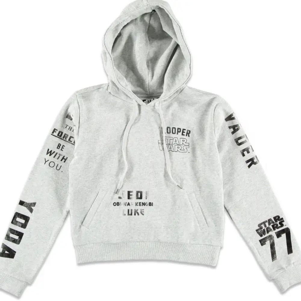 Forever 21 Cropped Small Gray Star Wars Hoodie